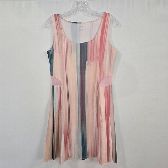 PCGAGA Dresses & Skirts - NWT PCGAGA Tennis Dress & Shorts 2 in 1 Set Pink Blue Stripe Size Large